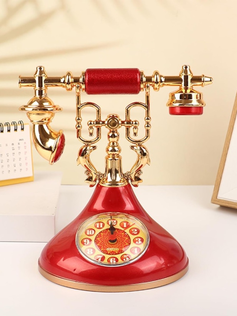 NWT No Label Red Retro Telephone Model Alarm Clock